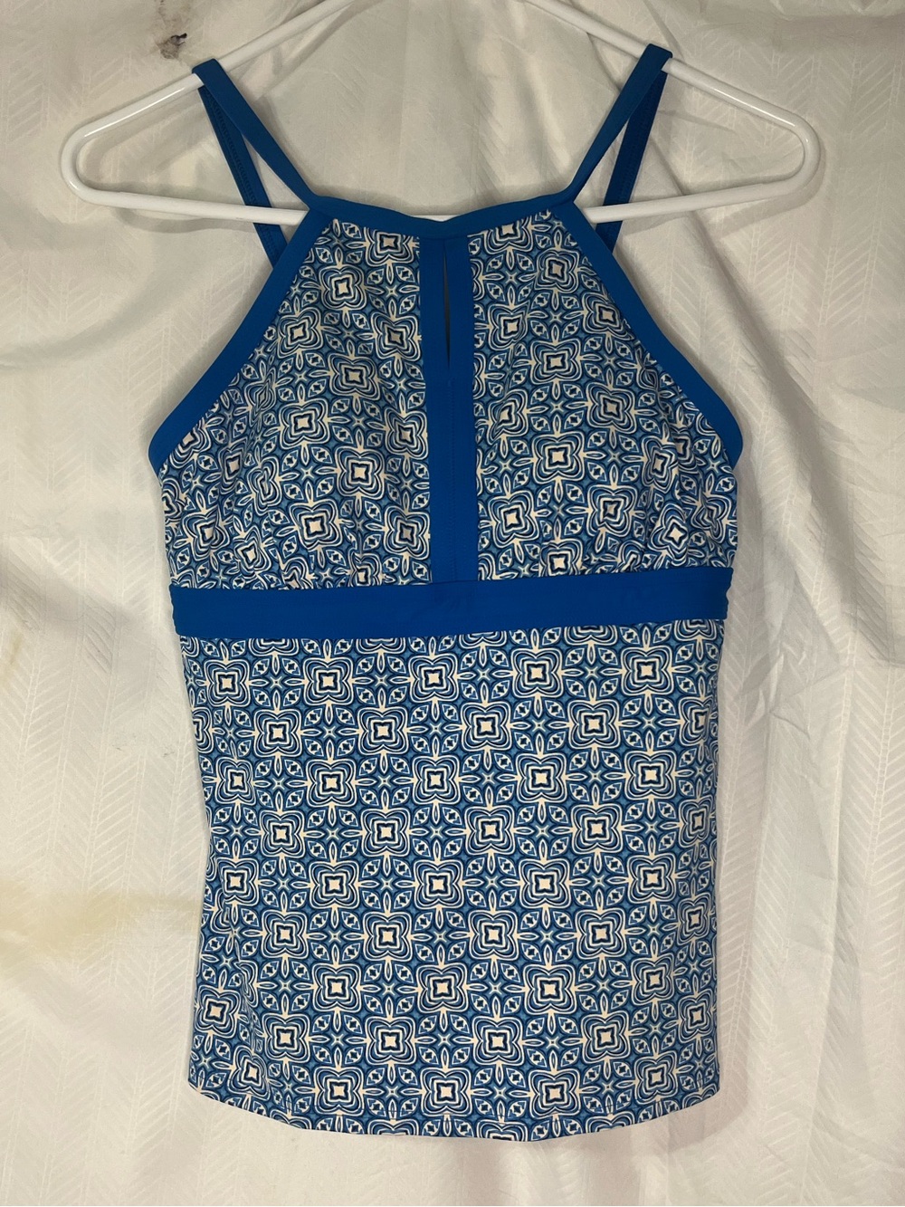 Lands End Blue Printed Halter Tank  Swim Top - Size 6